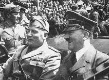 Mussolini with
                                                          Hitler in open
                                                          car