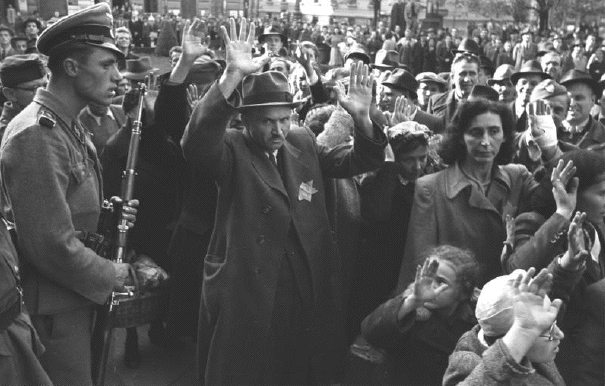Rounding up
                                                          the Hungarian
                                                          Jews in
                                                          Budapest,
                                                          October 1944
