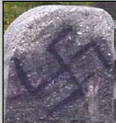 Defaced stone at
Babi Yar
monument in
Kiev